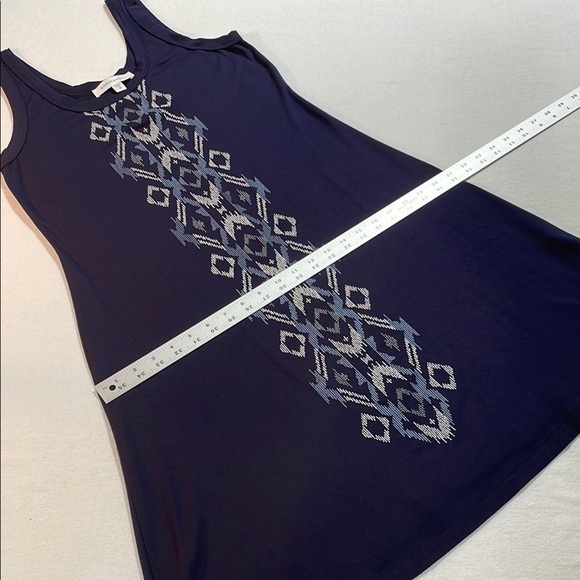 Karen Kane Navy Blue Midi Dress, Geometric Pattern, sleeveless, scoop neck NNT - Picture 13 of 13